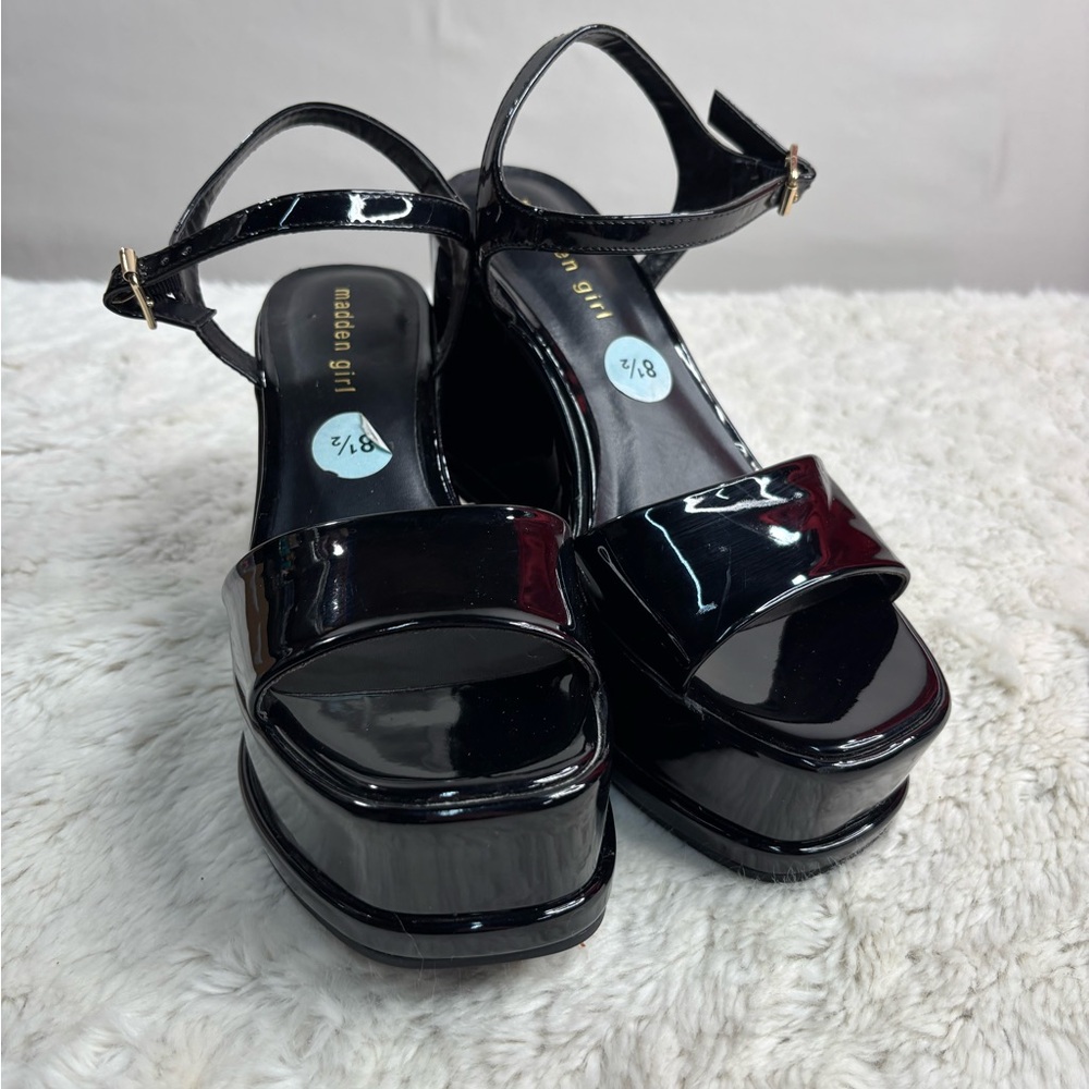 Steve Madden Platform Ankle-Strap Sandals - Black Patent - Picture 5 of 5